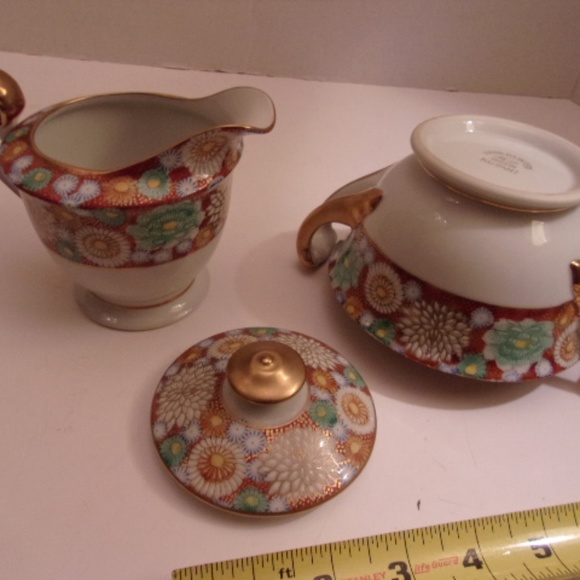 RARE WWII SHOZAN KUTANI HAND PAINTED SUGAR/CREAMER - Picture 5 of 8